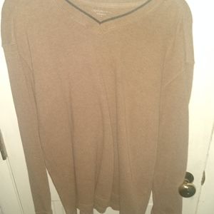 Covington Sueded V-Neck Brown Pullover Sweater -L